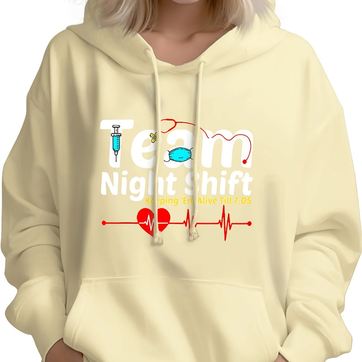 Women’s Night Shift Nurse Hoodie – Casual Long Sleeve Medical Graphic Sweatshirt for RN, LPN and CNA Staff