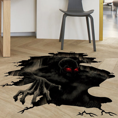 3D View Scary Halloween Stickers for Decorations - Halloween Floor and Broken Door Ghost Stickers