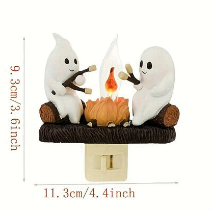 Ghost Campfire Flickering Night Light - Halloween Ghost Bonfire Night Light