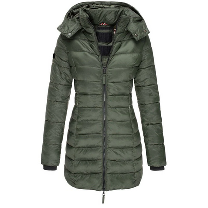 Comfortable down jacket with hood and zipper