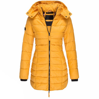 Comfortable down jacket with hood and zipper
