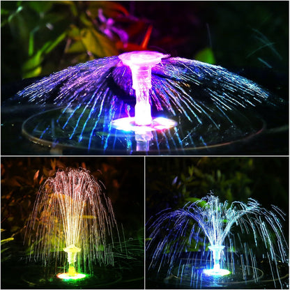 LED Solar Fountain, Solar Water Fountains with 3000mAh Battery 6 Nozzles, for Bird Bath, Garden and Outdoor