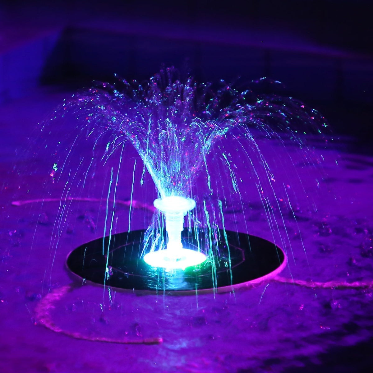 LED Solar Fountain, Solar Water Fountains with 3000mAh Battery 6 Nozzles, for Bird Bath, Garden and Outdoor