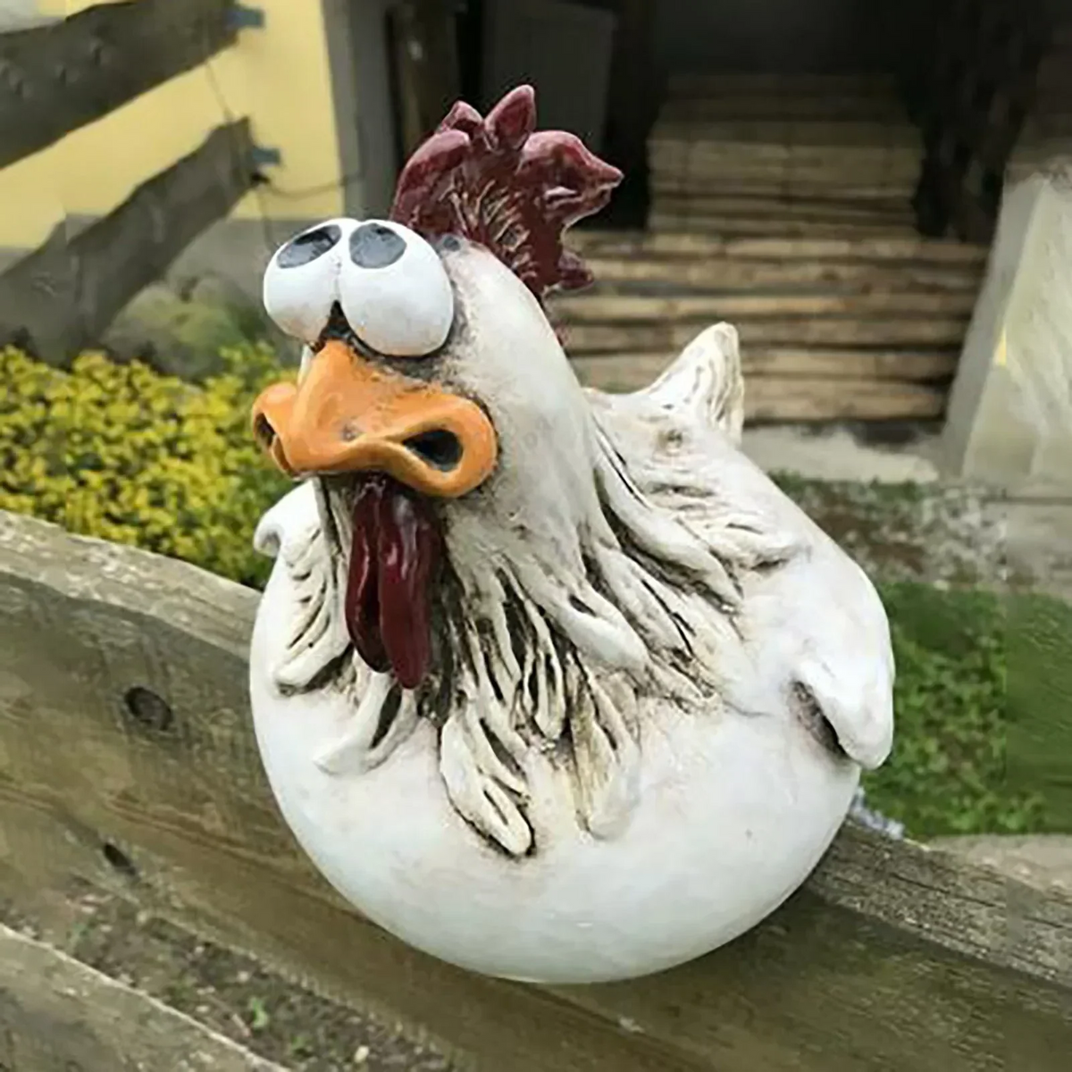 Funny Chicken Fence Decor – Resin Garden Statues