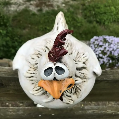 Funny Chicken Fence Decor – Resin Garden Statues