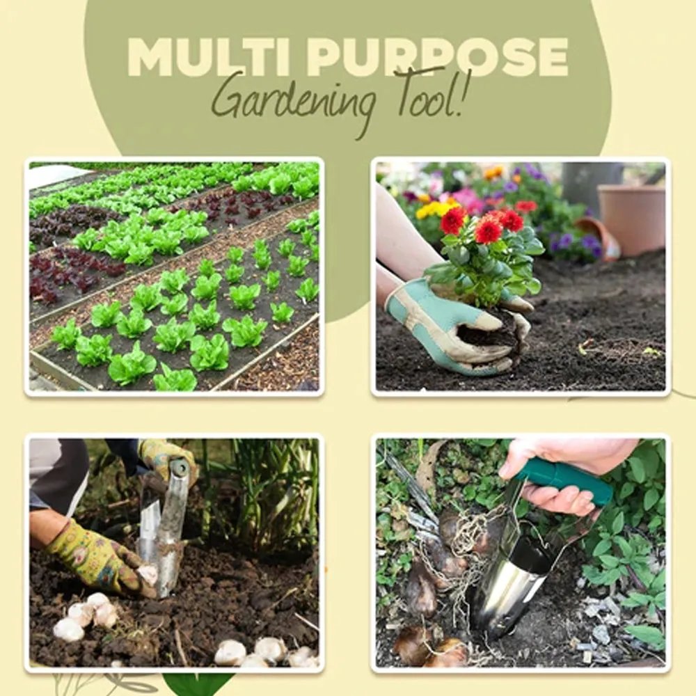 Seedling Transplanter Tool - Bend Free Tool for Planting Bulbs - Automatic Soil Release for Digging/Refilling Hole