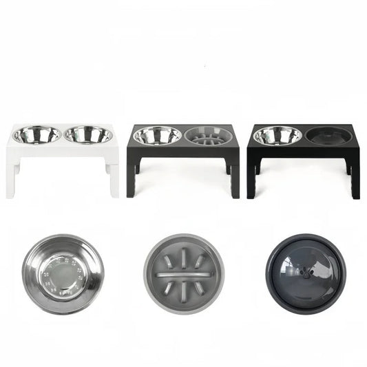 Elevated Stainless Steel Pet Bowls – Neck Support Design to Prevent Overturning and Slow Feeding