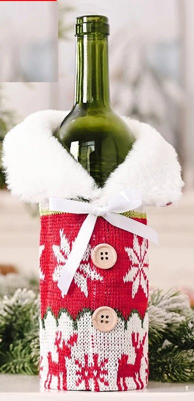 Velvet Christmas Wine Bottle Covers – Stylish Dress Set for Festive Table Décor & Perfect Holiday Gifts