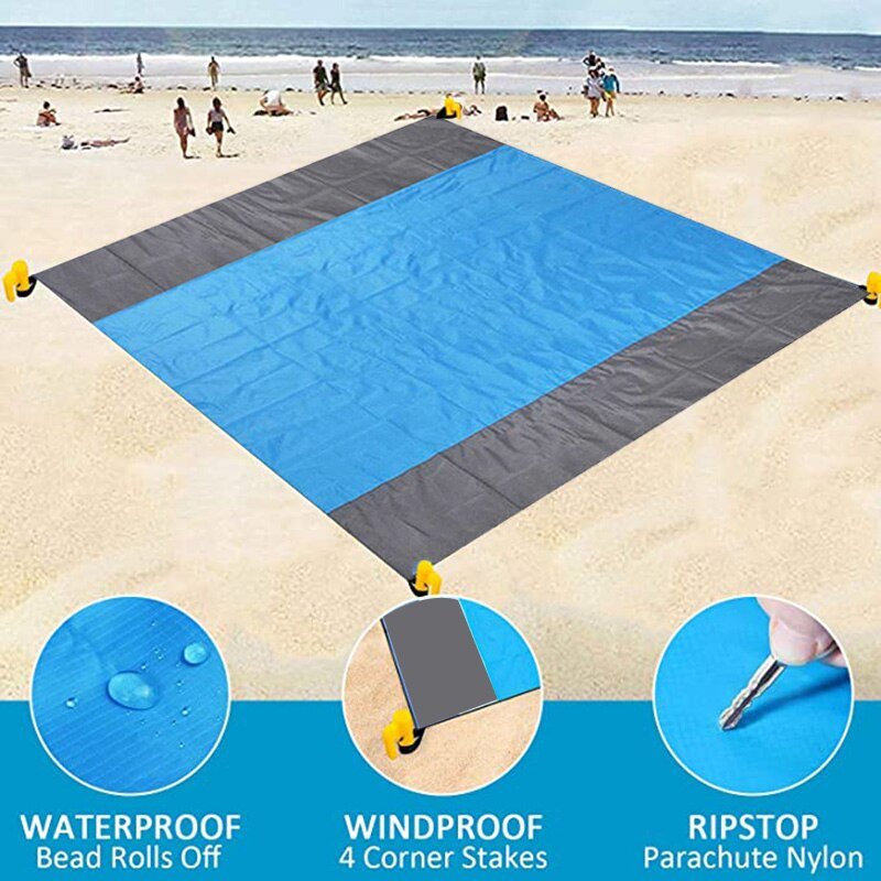 Waterproof Beach Mat - Big & Compact Sand Free Mat Quick Drying, Lightweight & Durable