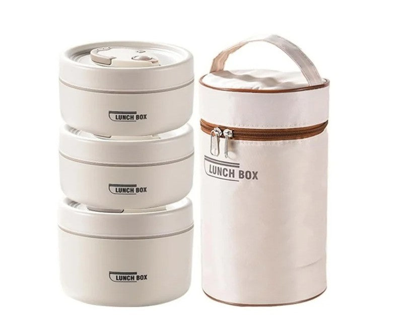Stackable 4-Tier Bento Lunch Box – 304 Stainless Steel with Cutlery Set for Kids, Adults & Office Meals